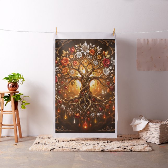 Tissu Arbre éclairé par la lune d'éternité embrasée. (In Situ)
