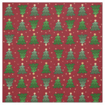 Arbres de Noël avec étoiles sur rouge personnalisé