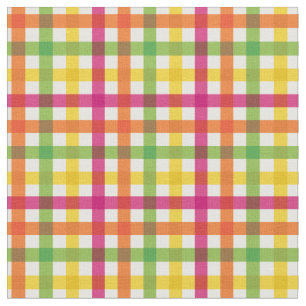 Tissu Arc-en-ciel orange, rose et jaune / Tartan