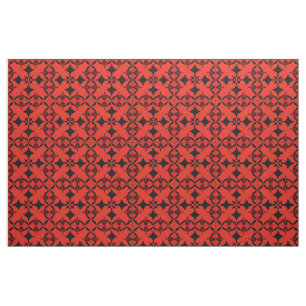 Tissu Art abstrait géométrique rouge et noir