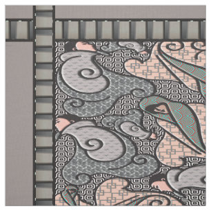 Tissu Art déco Finlandia - gris et rose