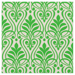 Tissu Art Déco Motif 01 - Vert chaux foncé sur blanc cas