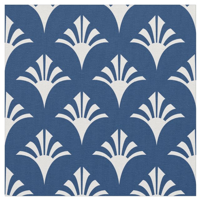 Tissu Art Déco Motif 02 - Blanc sur azur foncé (Fermer)