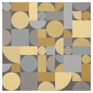 Tissu Art géométrique rétro gris jaune