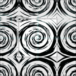 Tissu Art hypnotique blanc et noir de remous