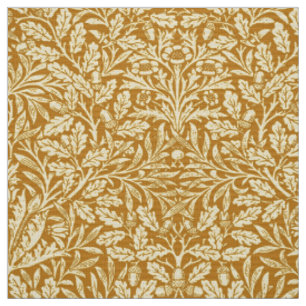 Tissu Art nouveau Damas floraux, jaune moutarde et or