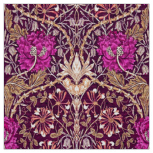 Tissu Art Nouveau floral, prune, beige et Deep Purple
