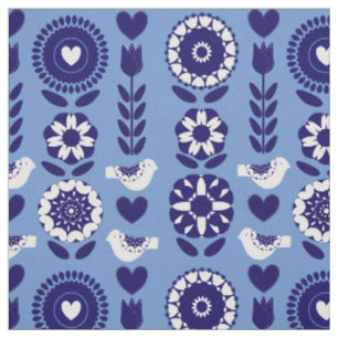 Tissu Art populaire nordique Joli Graphisme floral