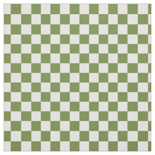 Tissu Art populaire olive damier - Vert & ivoire 