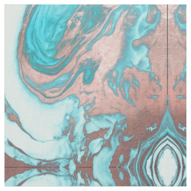 Tissu Artsy Chic Rose Gold Aqua Mint Blue Marble Motif (Fermer)