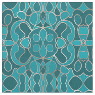 Tissu Artsy moderne bleu Rose or géométrique