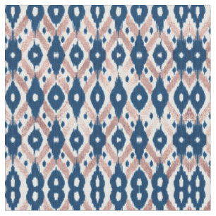 Tissu Artsy moderne Rose or Marine bleu Ikat Geo