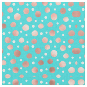 Tissu Artsy moderne Rose or Pois Turquoises