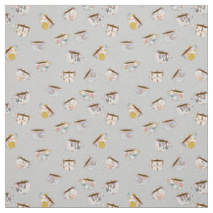 Tissu Assortiment de tasses de thé et de café en gris