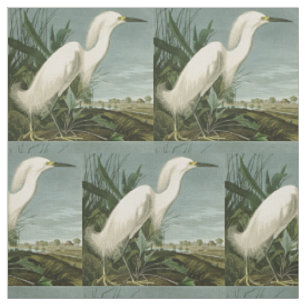 Tissu Audubon Héron de neige Oiseaux d'aigrettes blanche