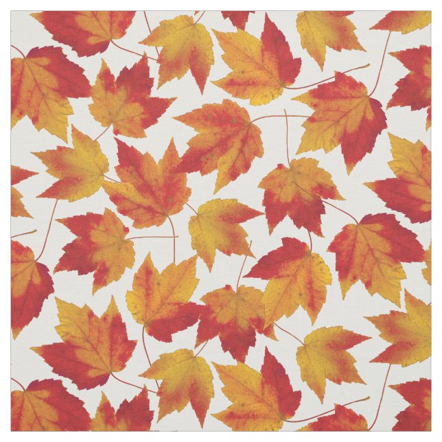 Tissu Automne Orange Rouge érable Feuille Motif (Échantillon)
