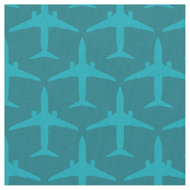 Tissu Avion graphique en Aqua Blue (Fermer)