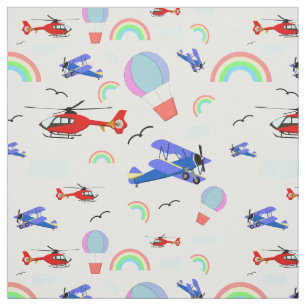 Tissu Avions, hélicoptères et ballons