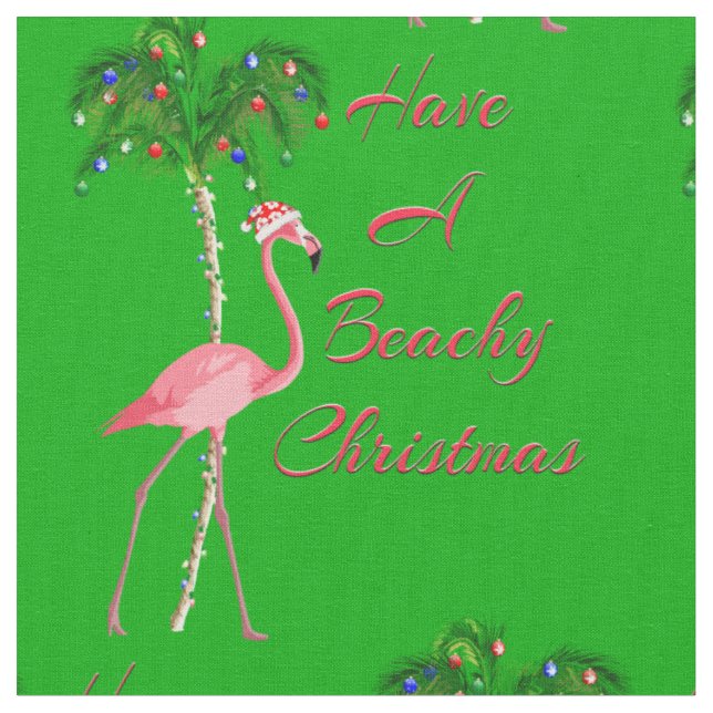 Tissu Ayez Un Flamant rose De Noël De Plage (Fermer)