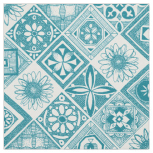 Tissu azulejos bleu