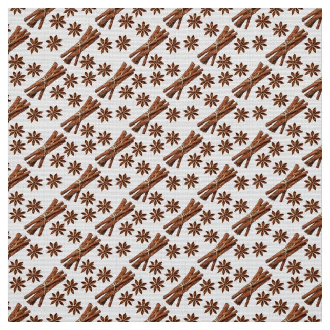 Tissu Baguettes de cannelle et anis étoilé. (Échantillon)