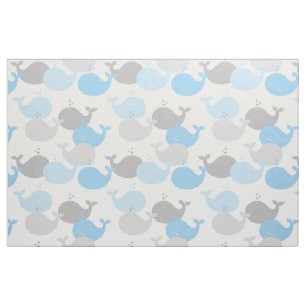 Tissu Baleine bleu marine Baleine grise marine Animaux m