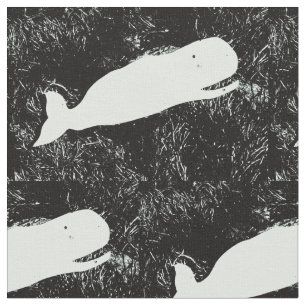 Tissu baleines blanches de natation sur le noir