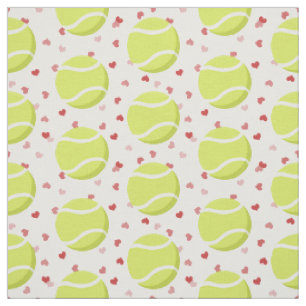 Tissu balles de tennis aux coeurs minuscules sports moti