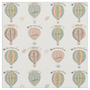 Tissu Ballons à air chaud, Vintage floral