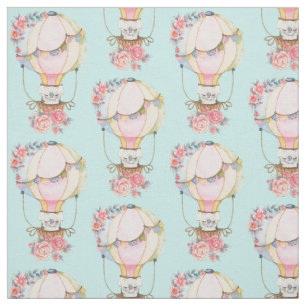 Tissu Ballons d'air chaud mignon avec Motif d'aquarelle
