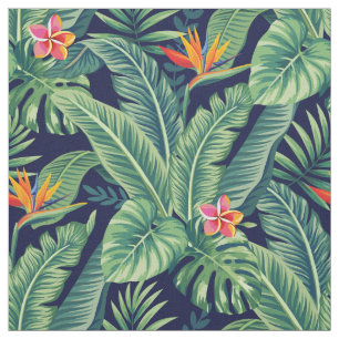 Tissu Banane tropicale Monstera Palm Feuilles & Fleurs