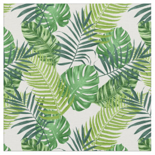 Tissu Banane tropicale verte Monstera Palm Fern Feuilles