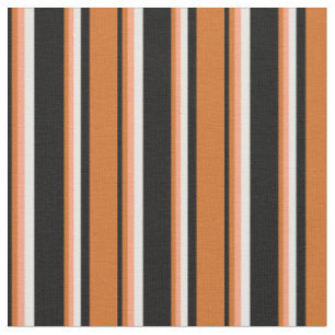 Tissu Bandes noires, chocolatées, Saumons légers et blan
