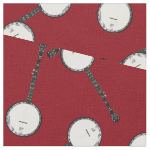 Tissu Banjos Musique Musicien Salle Décor Rouge