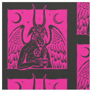 Tissu baphomet pentagram lune café démon rose chaud