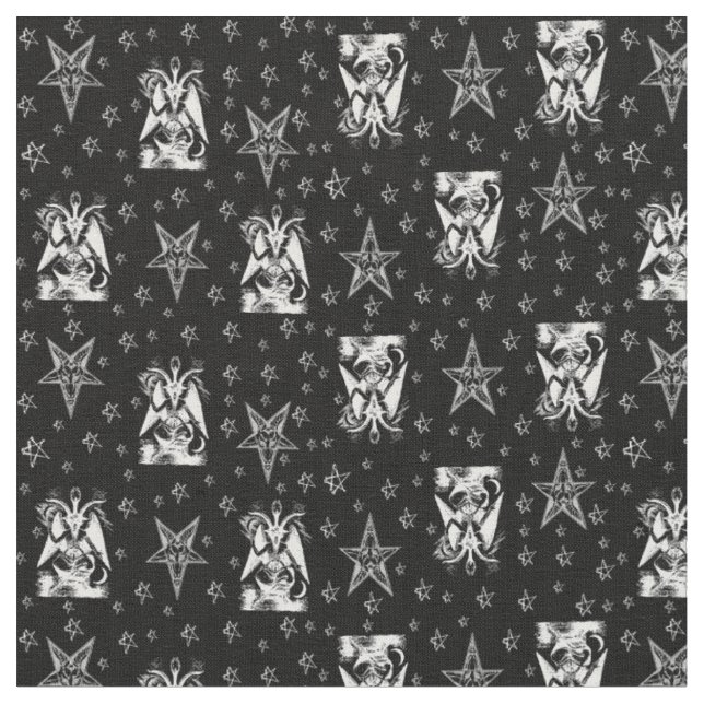 Tissu Baphomet Pentagrammes os Occulte Goth Fabric (Fermer)