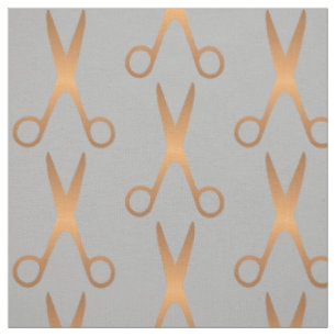 Tissu Barber cheveux salon ciseaux or gris motif