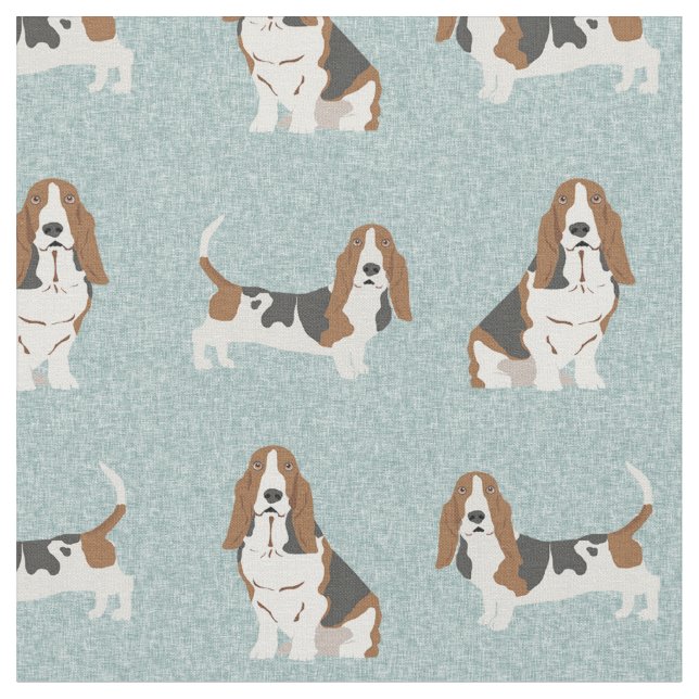 Tissu Basset Hound bleu clair (Fermer)