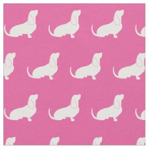Tissu Basset Hound Chien Silhouette Animal rose