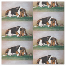 Basset Hound et Bunny Dog Art Fabric