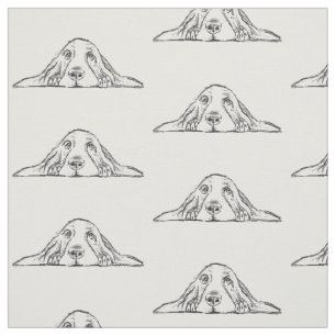 Tissu basset hound noir blanc yeux de chiot simple