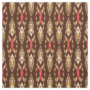 Tissu Batik tribal - brun, Tan et corail
