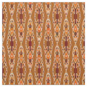 Tissu Batik tribal - rouille, terre cuite et beige