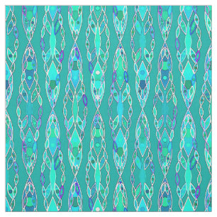 Tissu Batik tribal - turquoise et aigue-marine