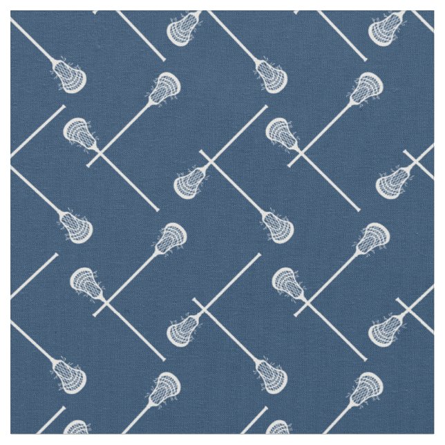 Tissu Bâtons blancs de crosse bleu marine à motifs (Fermer)