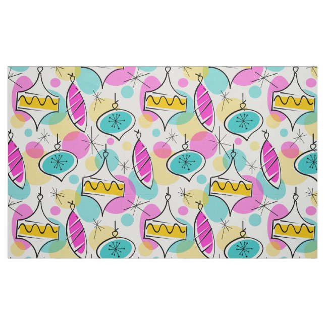 Tissu Baubles Arbre Rétro Multi grand motif (Fat Quarter)