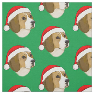 Tissu Beagle dans un Casquette de Noël