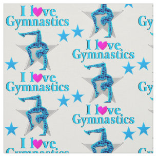 TISSU BEAU BLEU J'AIME LES GYMNASTIQUES