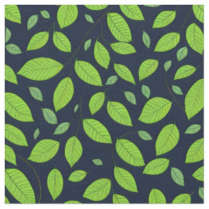 Tissu Beau motif feuille verte