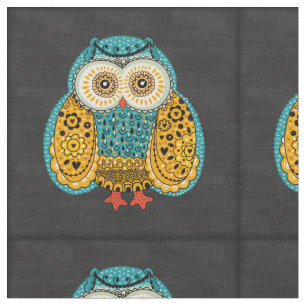 Tissu Beau rétro hibou coloré de Boho